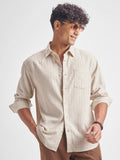 Highlander Men Beige Self Design Relaxed Fit Casual Shirt - Beige - Image 1