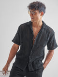 Highlander Men Black Self Design Relaxed Fit Casual Shirt - Black - Image 1