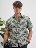Highlander Men Olive Embroidered Relaxed Fit Casual Shirt - Olive - Image 1