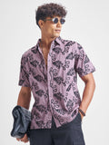 Highlander Men Lavender Embroidered Relaxed Fit Casual Shirt - Lavender - Image 1