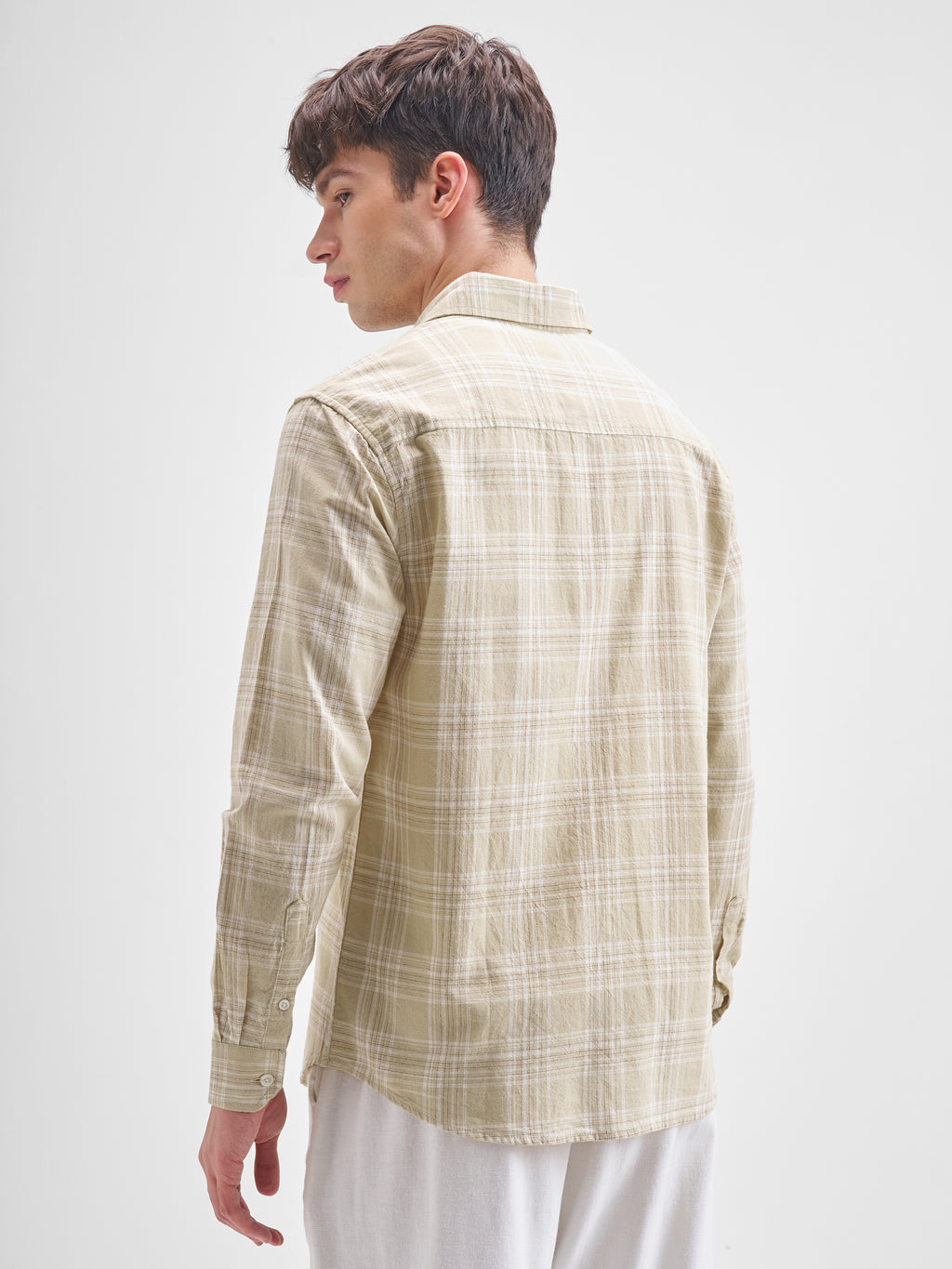 Highlander Men Beige Checked Relaxed Fit Casual Shirt - Beige - Image 3