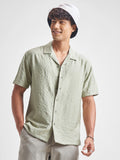 Highlander Men Green Self Design Relaxed Fit Casual Shirt - Green - Image 1