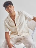 Highlander Men Cream Self Design Relaxed Fit Casual Shirt - Cream - Image 1