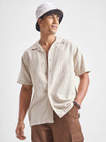 Highlander Men Beige Self Design Relaxed Fit Casual Shirt - Beige - Image 1