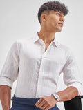 Highlander Men White Crushed Slim Fit Casual Shirt - White - Image 1