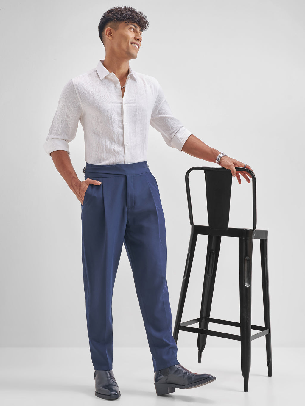 Highlander Men White Crushed Slim Fit Casual Shirt - White - Image 2