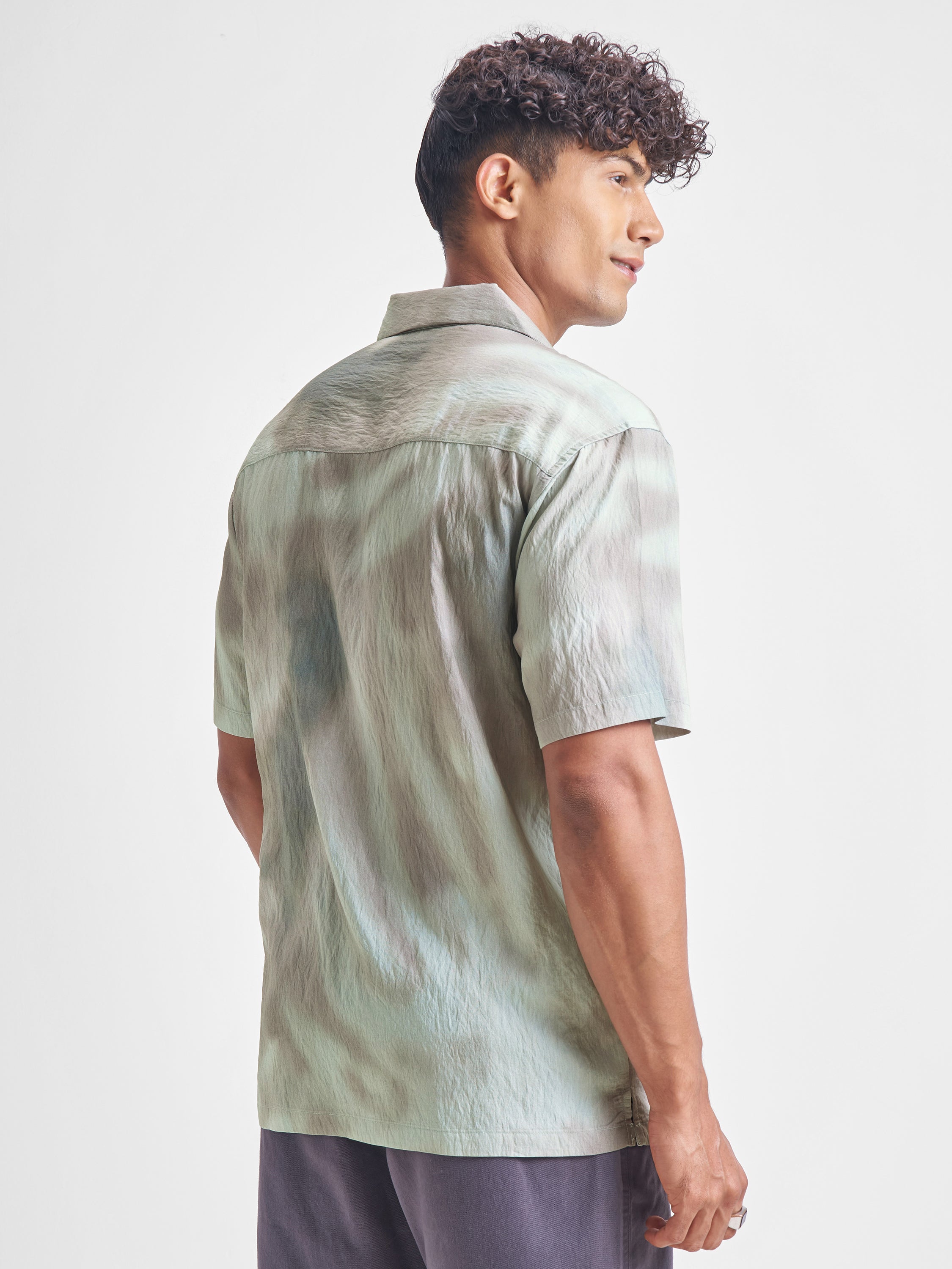 Highlander Men Green Printed Relaxed Fit Casual Shirt - Green - Image 3