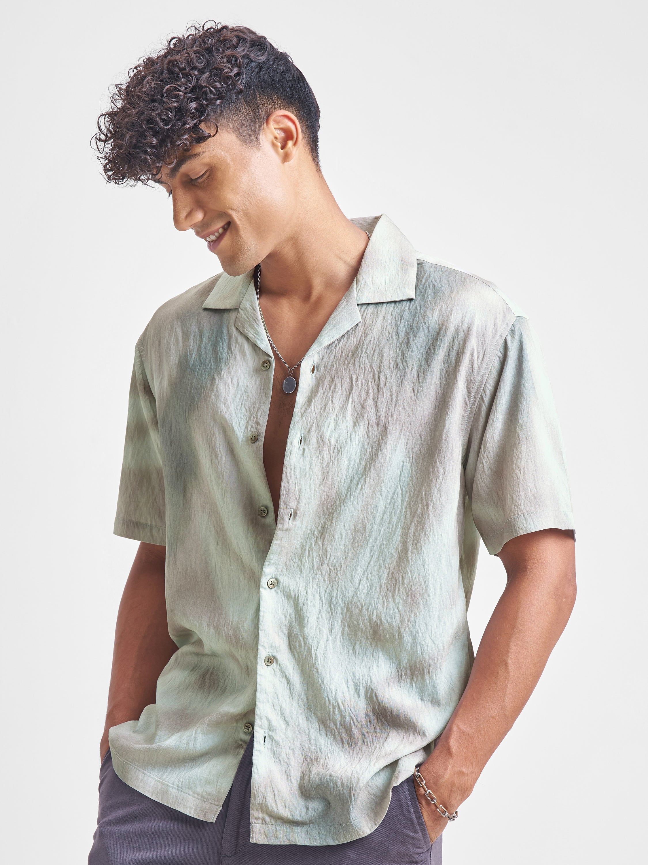 Highlander Men Green Printed Relaxed Fit Casual Shirt - Green - Image 4