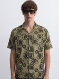 Highlander Men Olive Self Design Relaxed Fit Casual Shirt - Olive - Image 1