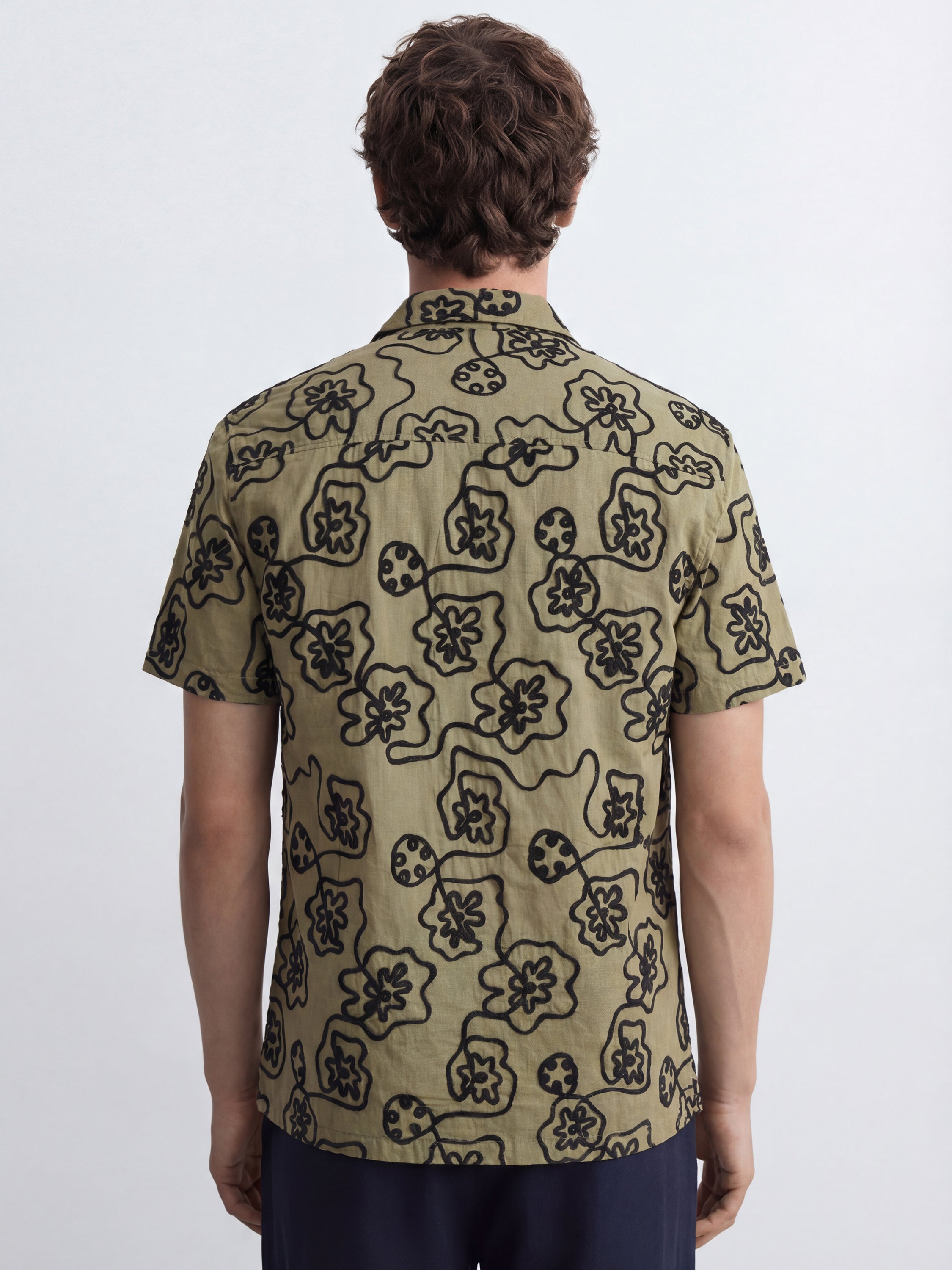 Highlander Men Olive Self Design Relaxed Fit Casual Shirt - Olive - Image 3