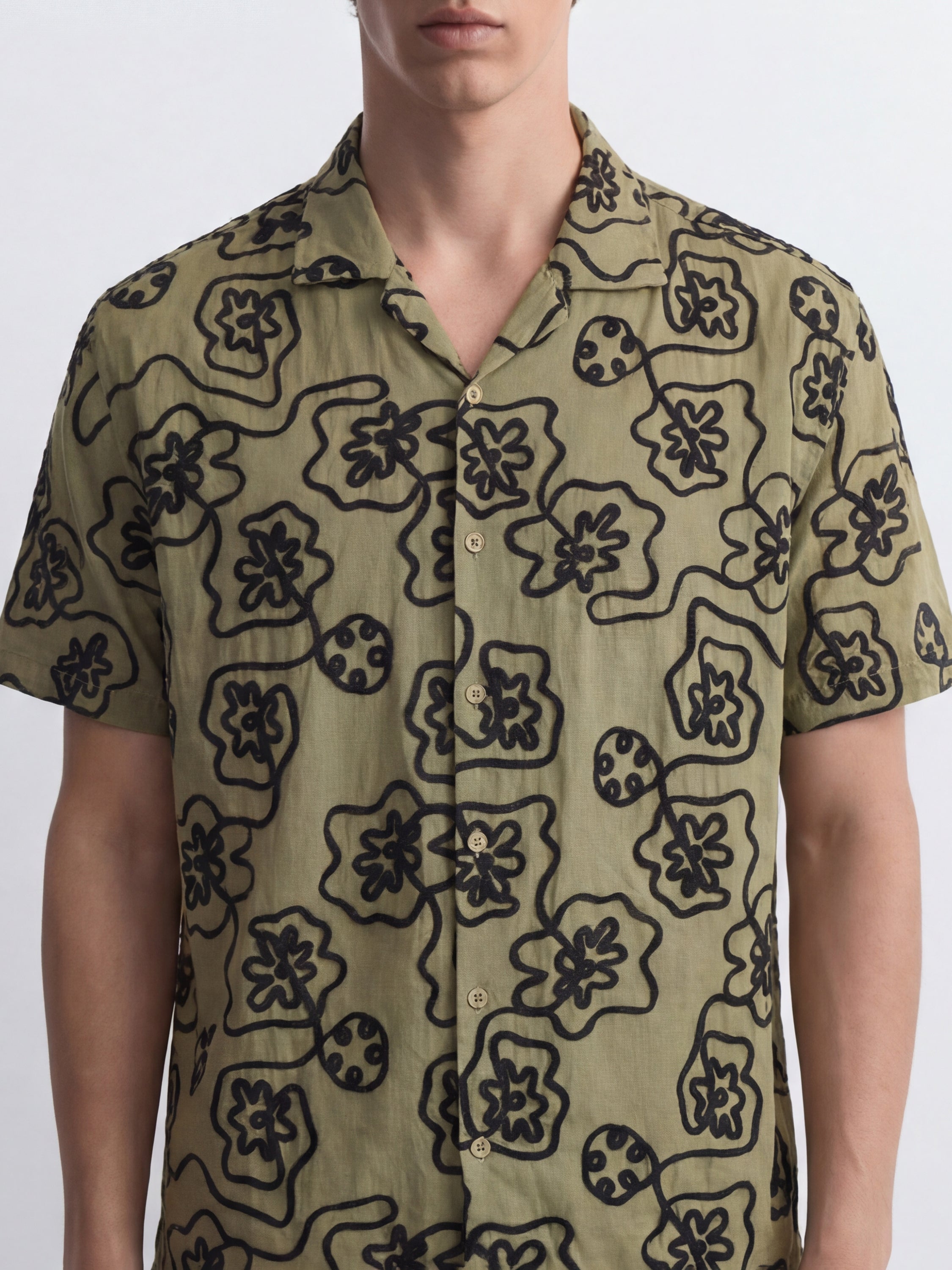 Highlander Men Olive Self Design Relaxed Fit Casual Shirt - Olive - Image 5