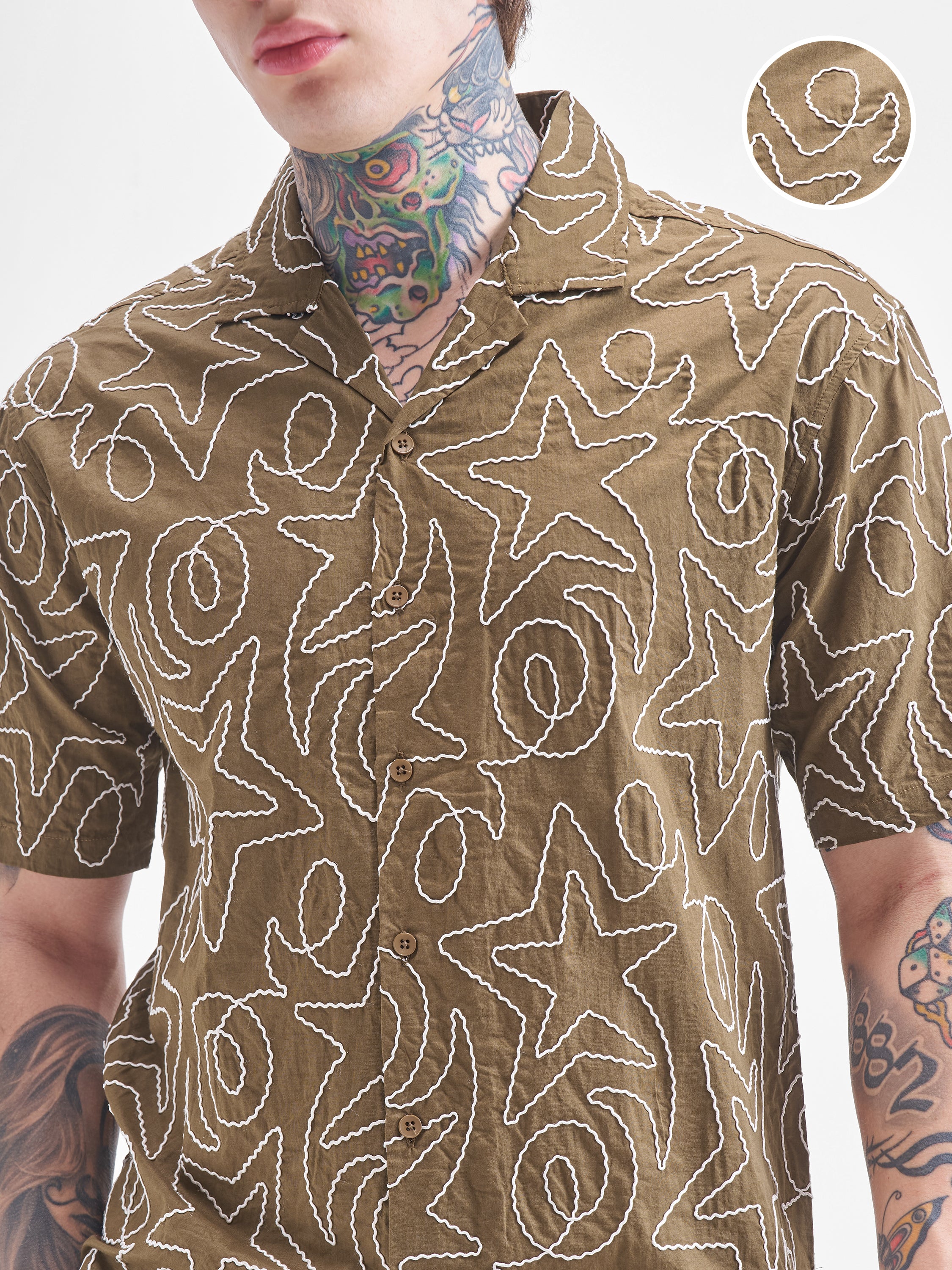 Highlander Men Brown Self Design Relaxed Fit Casual Shirt - Brown - Image 5
