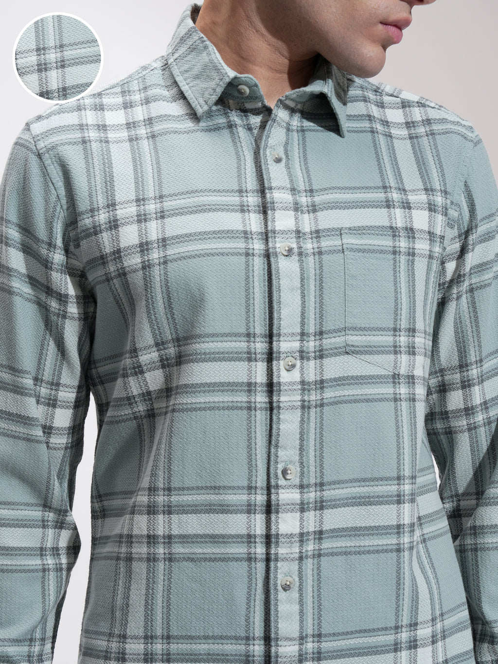 Highlander Men Green Checked Slim Fit Casual Shirt - Green - Image 5