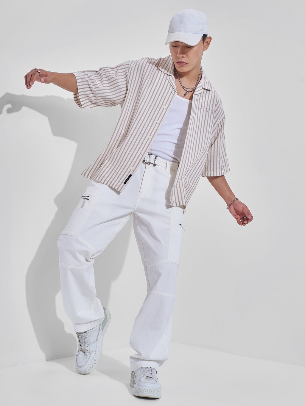Highlander Men Cream Printed Boxy Fit Casual Shirt - Cream - Image 2
