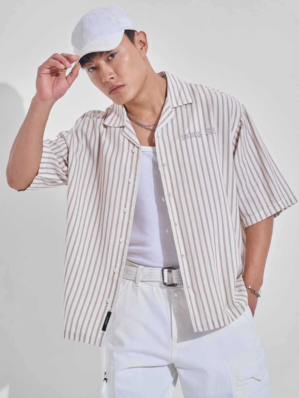 Highlander Men Cream Printed Boxy Fit Casual Shirt - Cream - Image 3