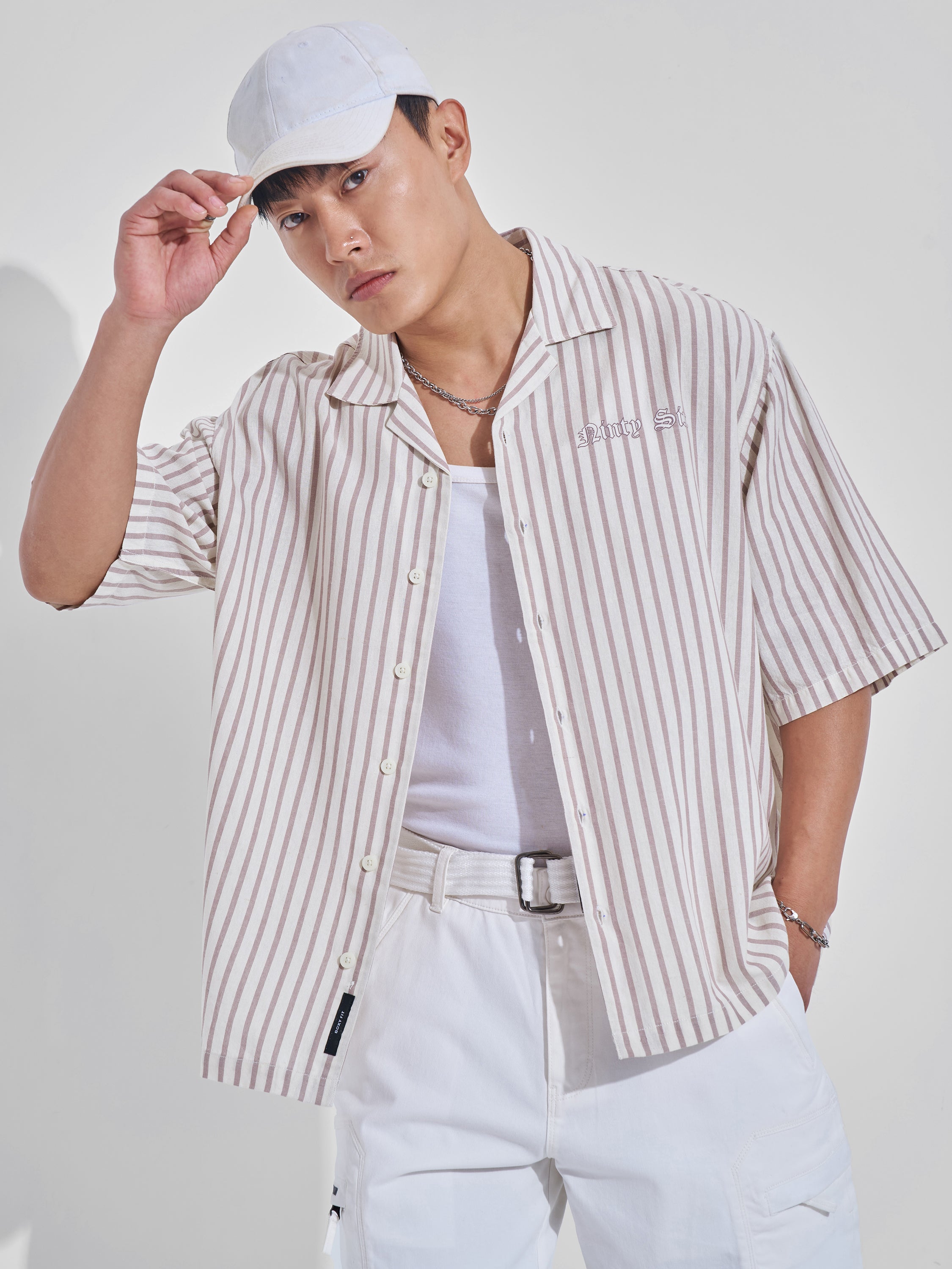 Highlander Men Cream Printed Boxy Fit Casual Shirt - Cream - Image 3