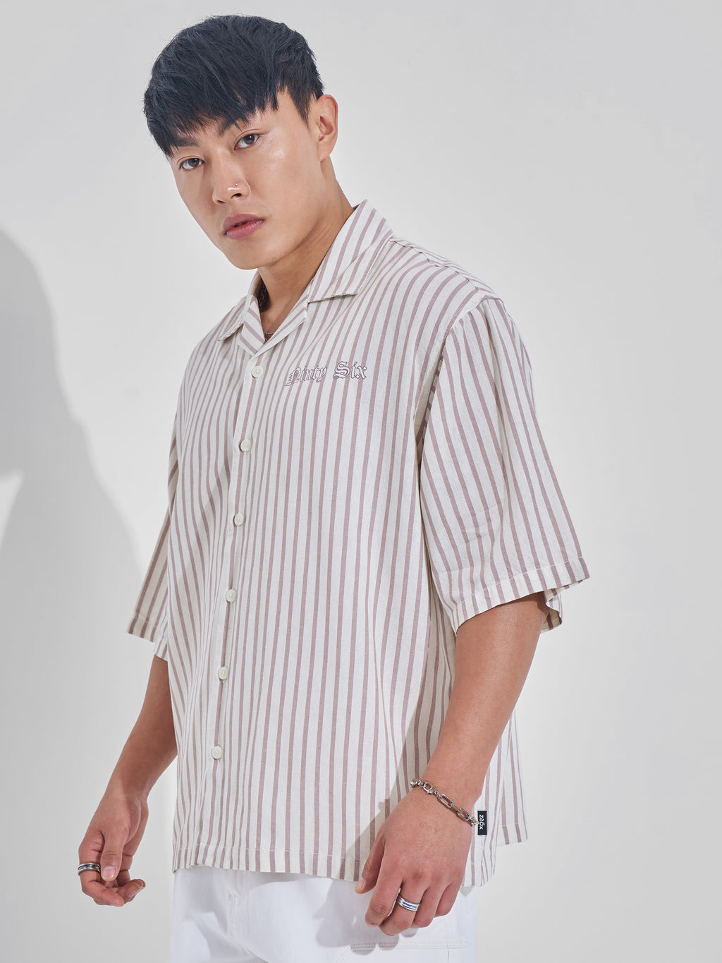 Highlander Men Cream Printed Boxy Fit Casual Shirt - Cream - Image 4