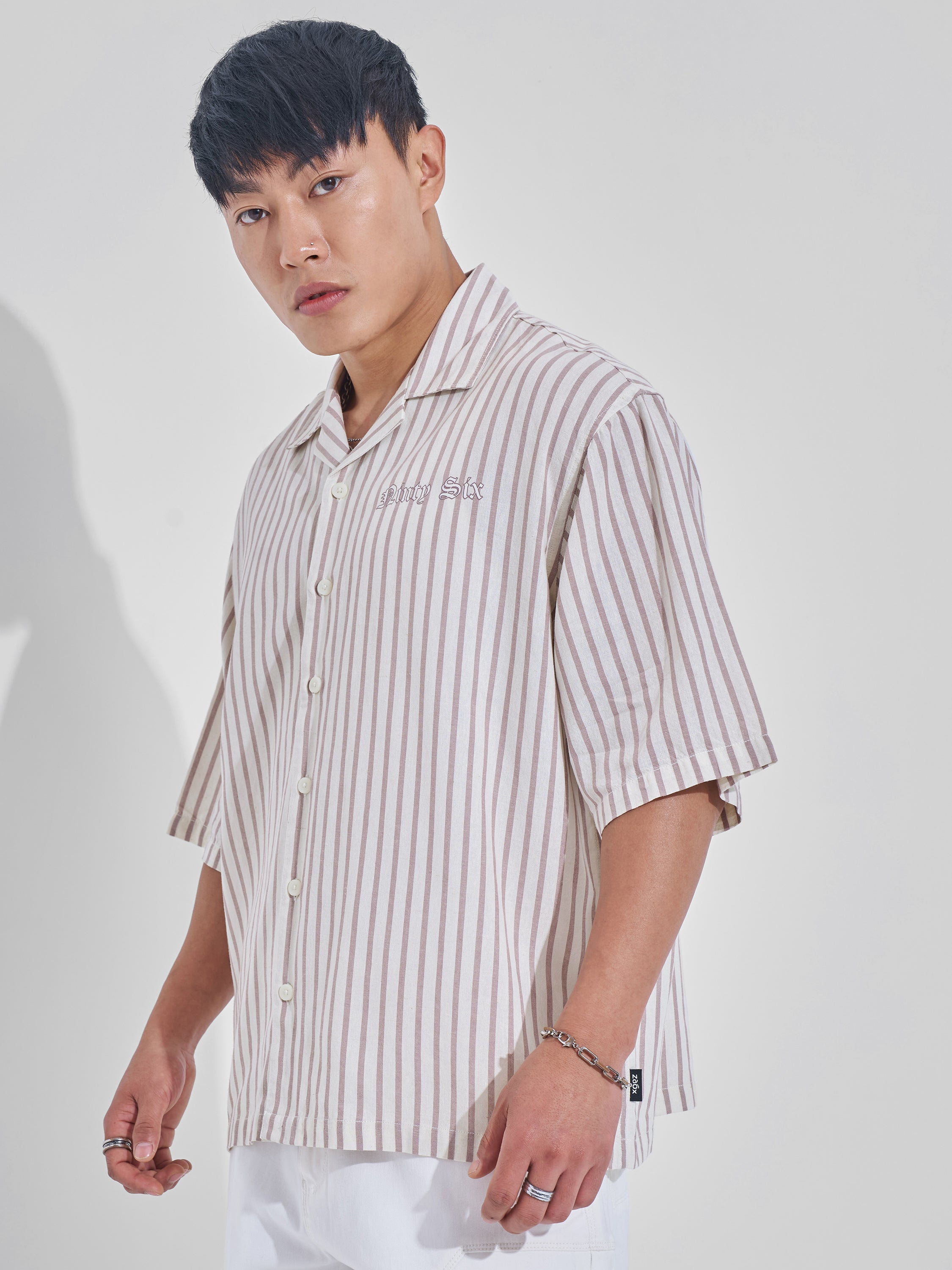 Highlander Men Cream Printed Boxy Fit Casual Shirt - Cream - Image 4