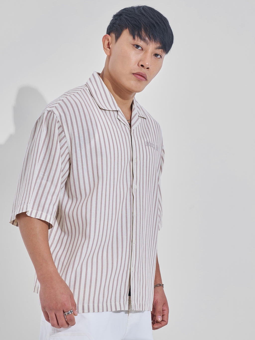 Highlander Men Cream Printed Boxy Fit Casual Shirt - Cream - Image 6