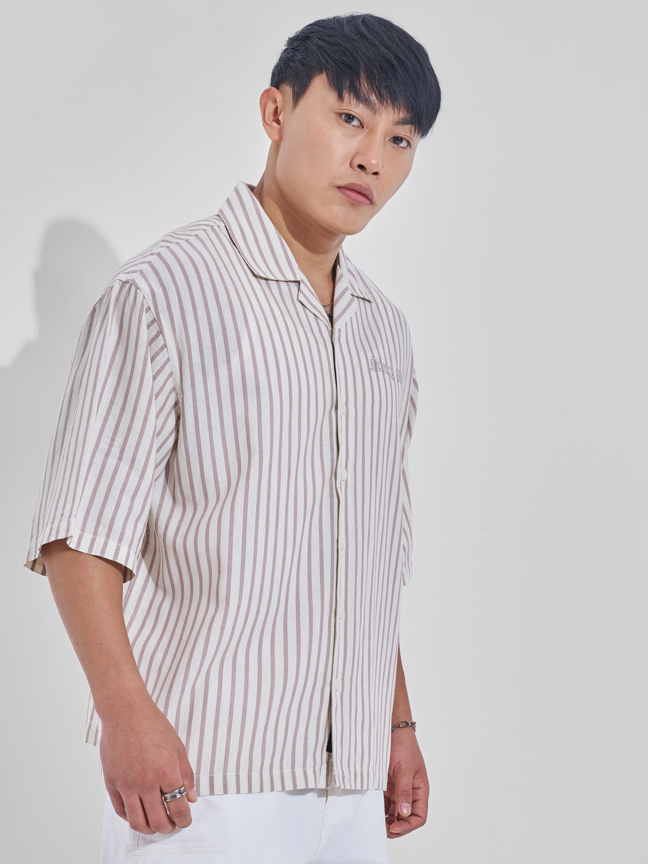Highlander Men Cream Printed Boxy Fit Casual Shirt - Cream - Image 6