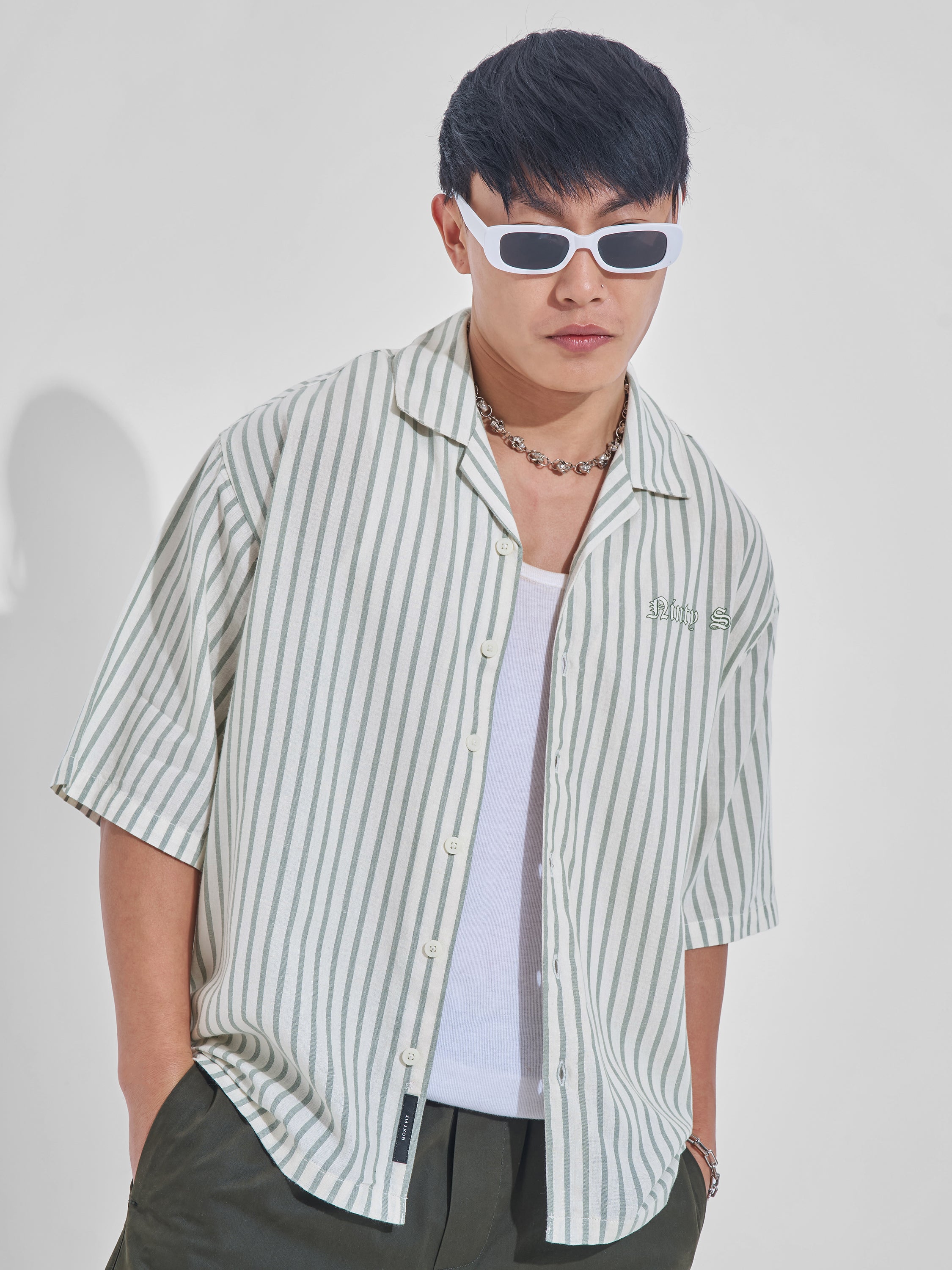Highlander Men Cream Printed Boxy Fit Casual Shirt - Cream - Image 3