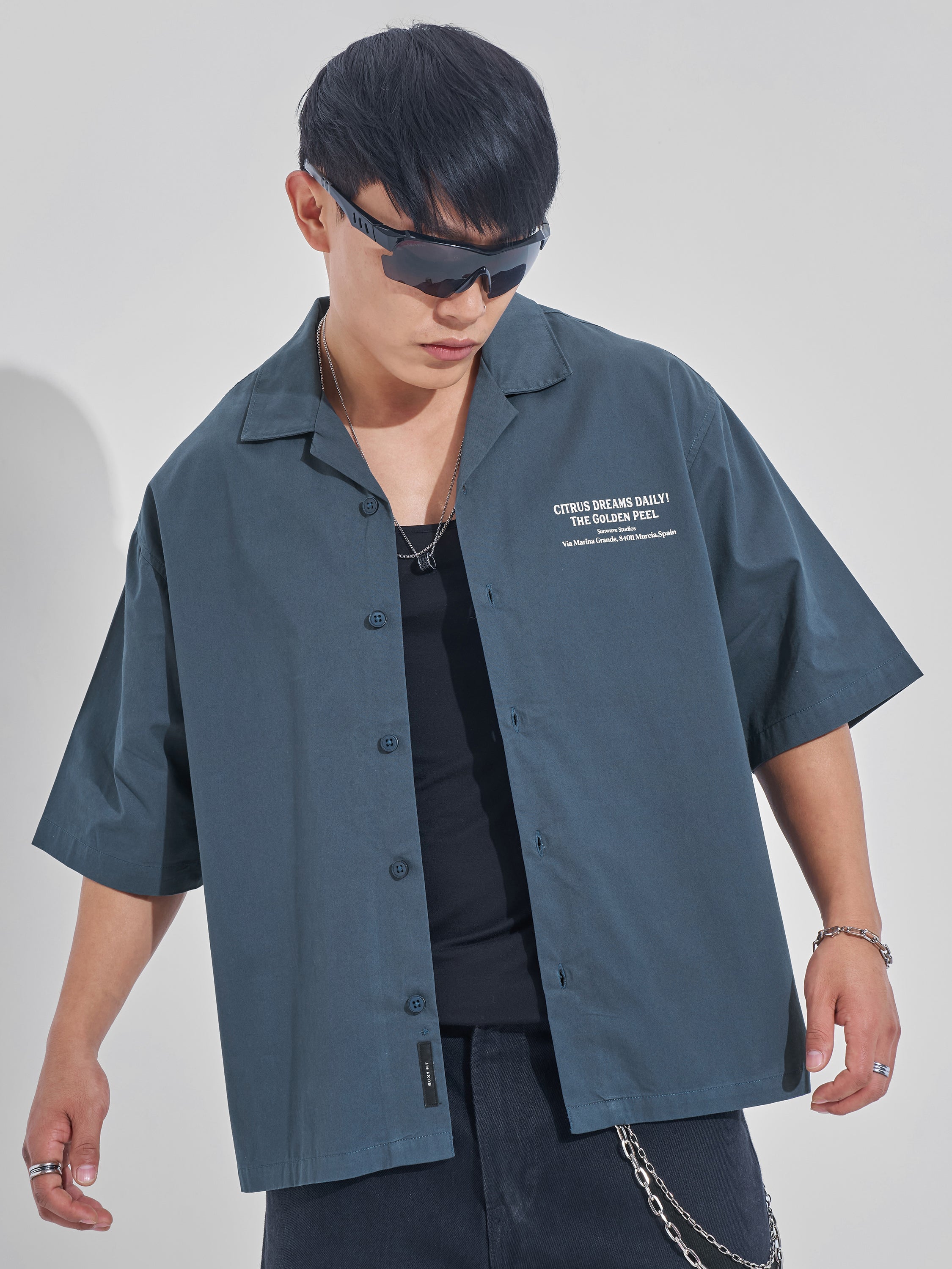 Highlander Men Blue Printed Boxy Fit Casual Shirt - Blue - Image 3