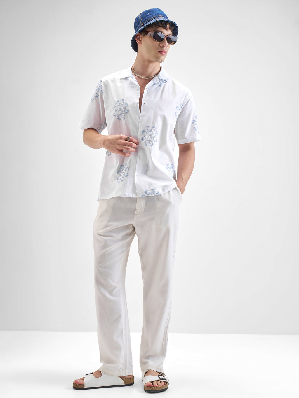 Highlander Men White Self Design Relaxed Fit Casual Shirt - White - Image 2