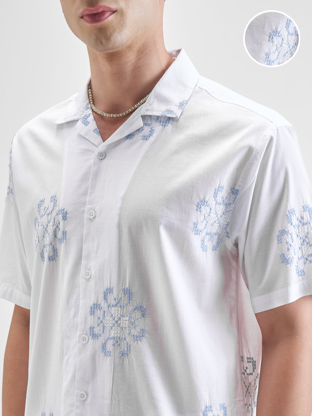 Highlander Men White Self Design Relaxed Fit Casual Shirt - White - Image 5