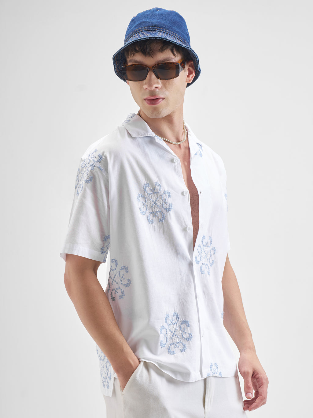 Highlander Men White Self Design Relaxed Fit Casual Shirt - White - Image 6