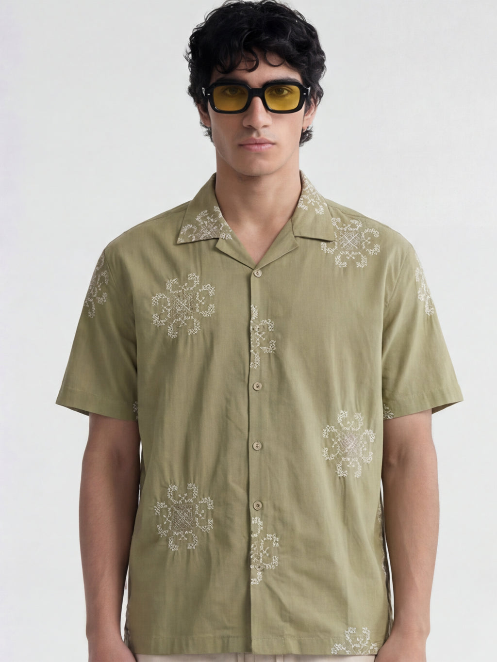 Highlander Men Green Embroidered Relaxed Fit Casual Shirt - Green - Image 1