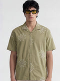 Highlander Men Green Embroidered Relaxed Fit Casual Shirt - Green - Image 1