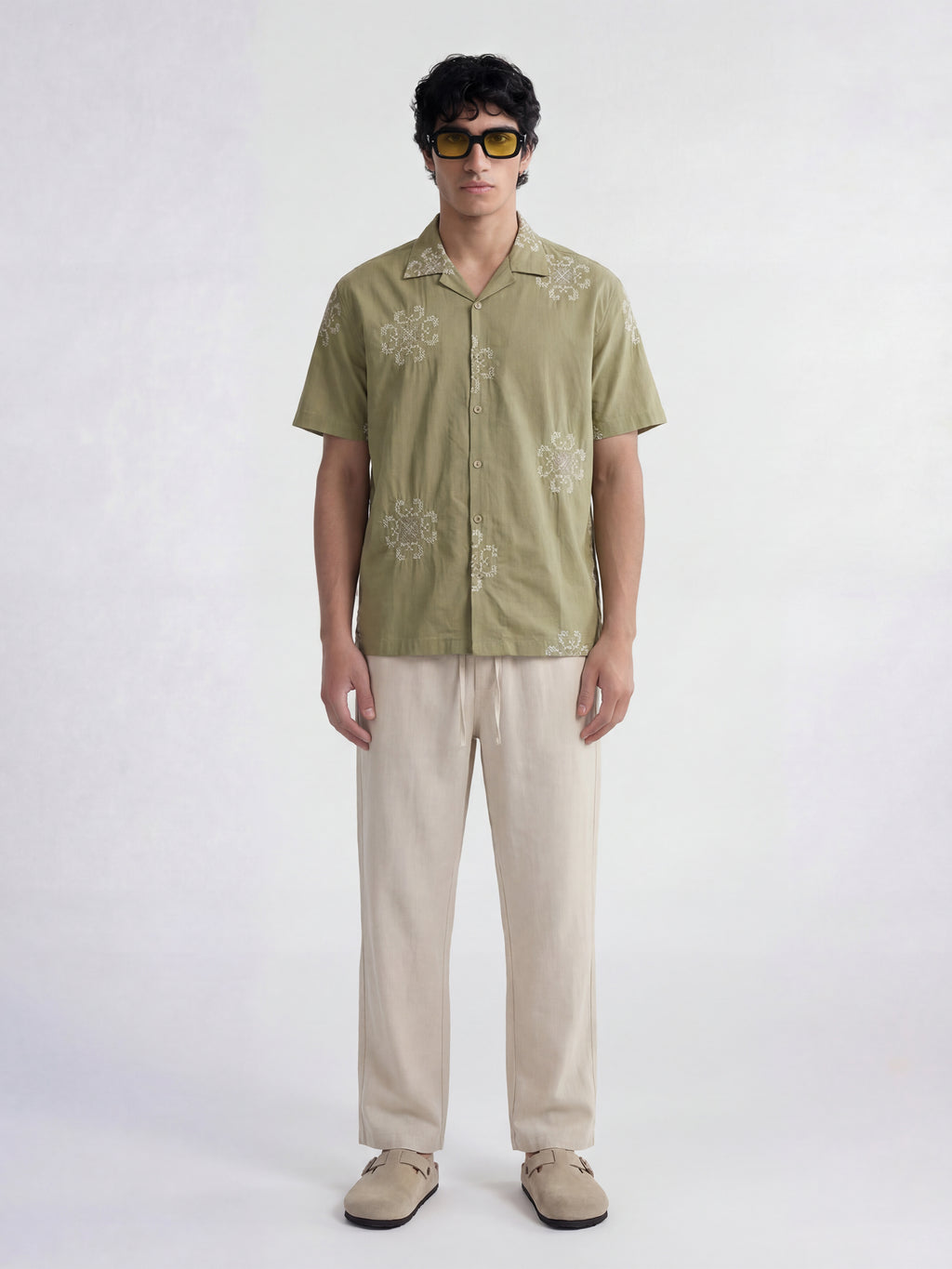 Highlander Men Green Embroidered Relaxed Fit Casual Shirt - Green - Image 2