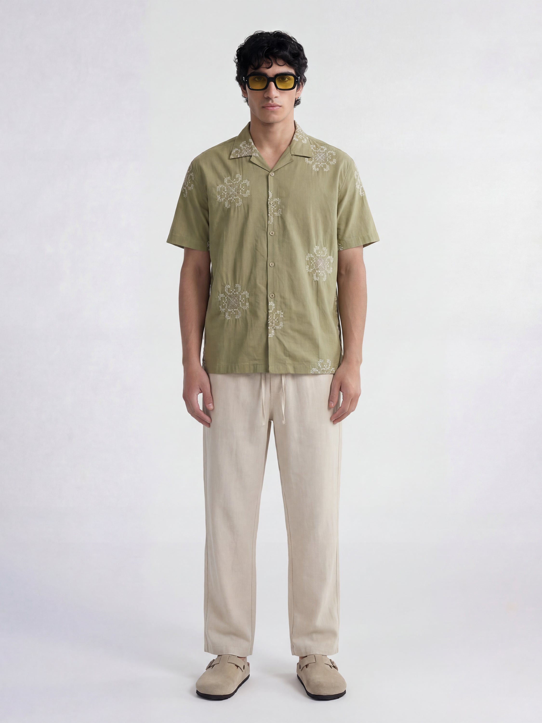 Highlander Men Green Embroidered Relaxed Fit Casual Shirt - Green - Image 2
