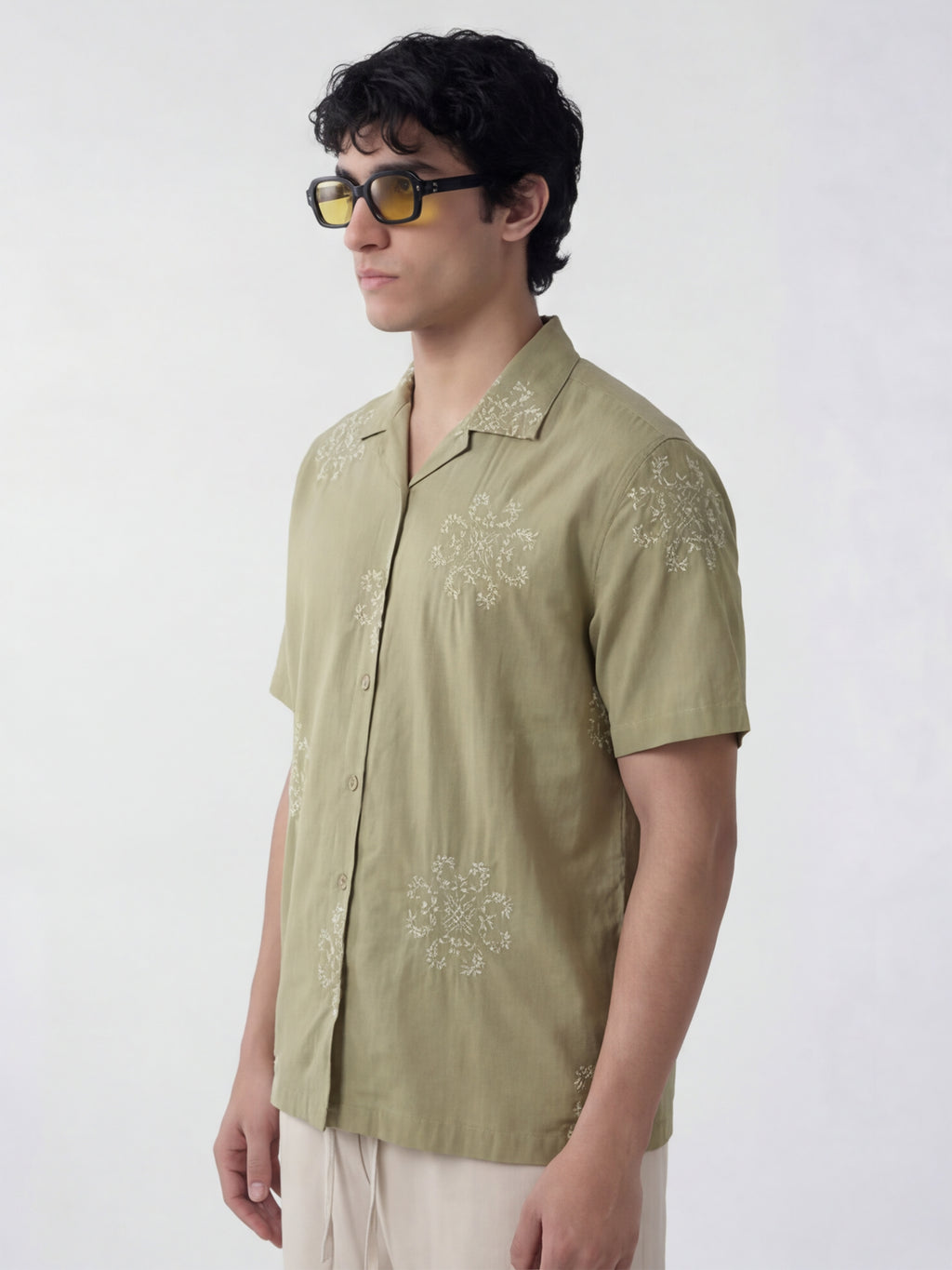 Highlander Men Green Embroidered Relaxed Fit Casual Shirt - Green - Image 4