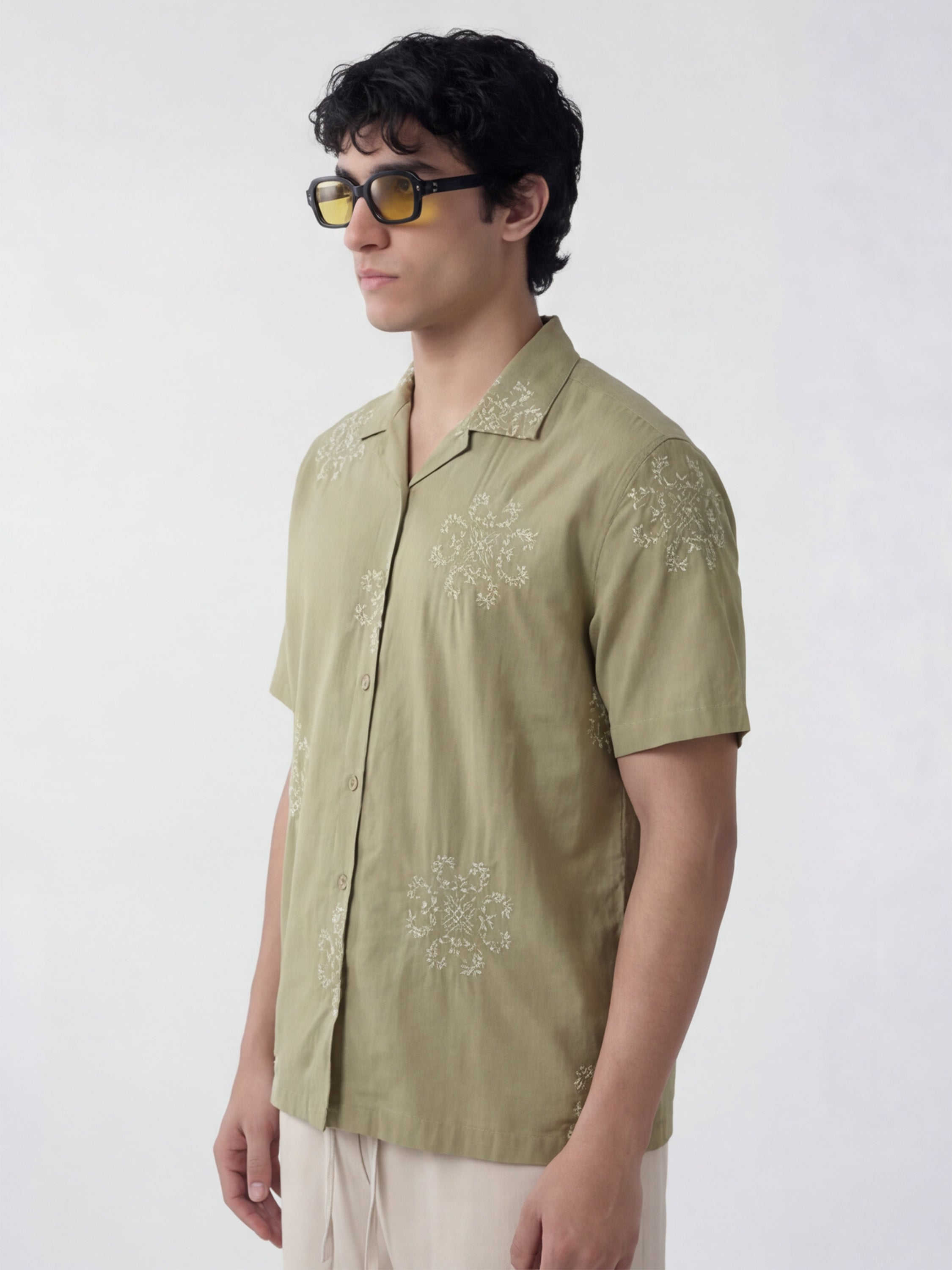 Highlander Men Green Embroidered Relaxed Fit Casual Shirt - Green - Image 4