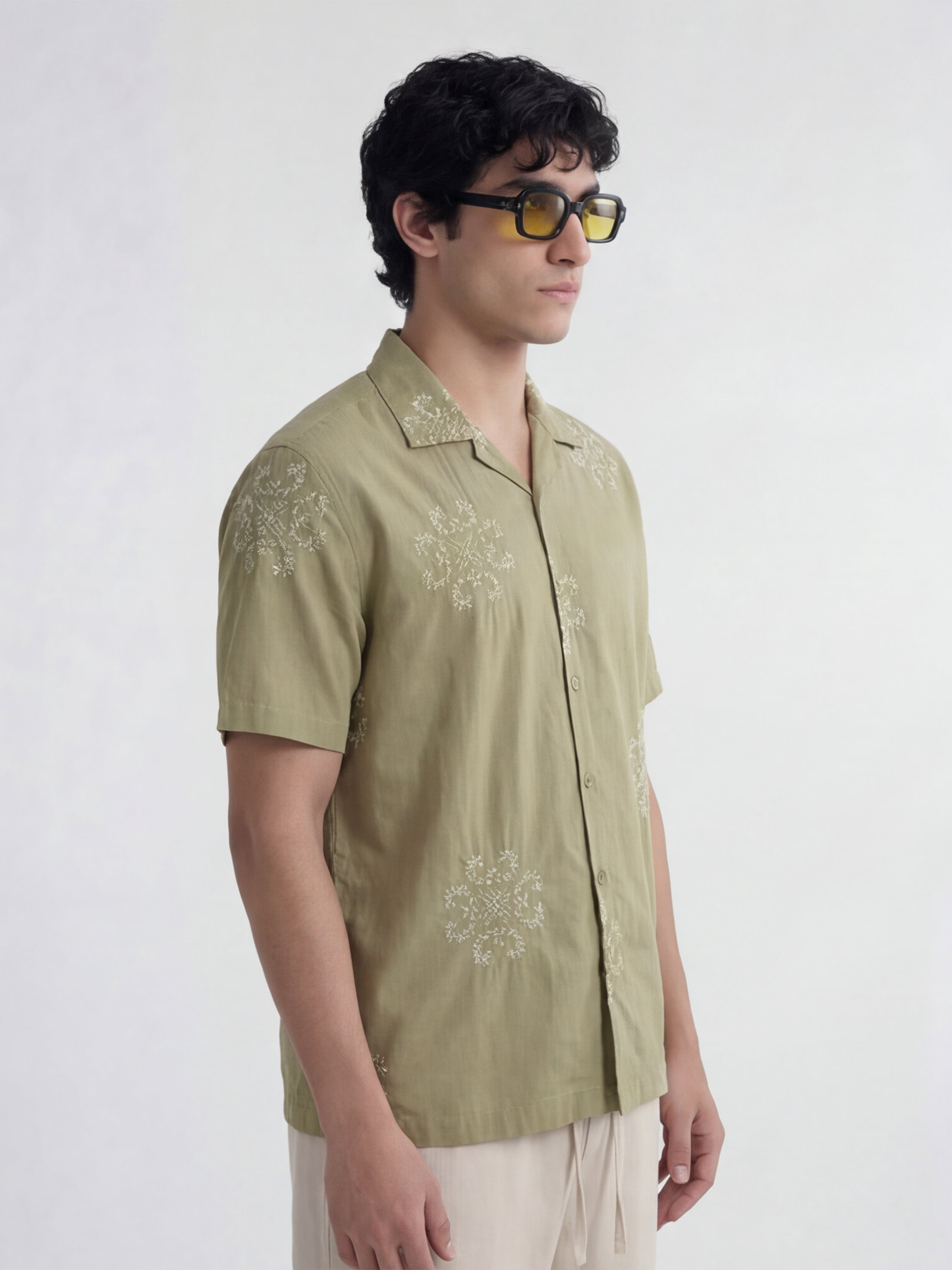 Highlander Men Green Embroidered Relaxed Fit Casual Shirt - Green - Image 6