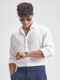 Highlander Men White Crushed Regular Fit Casual Shirt - White - Image 1