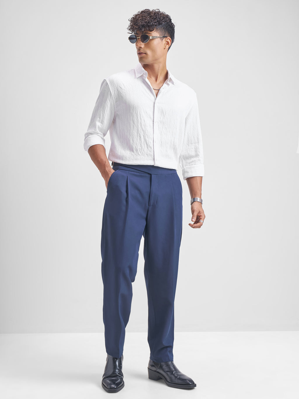 Highlander Men White Crushed Regular Fit Casual Shirt - White - Image 2
