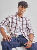 Highlander Men Maroon Checked Slim Fit Casual Shirt - Maroon - Image 1