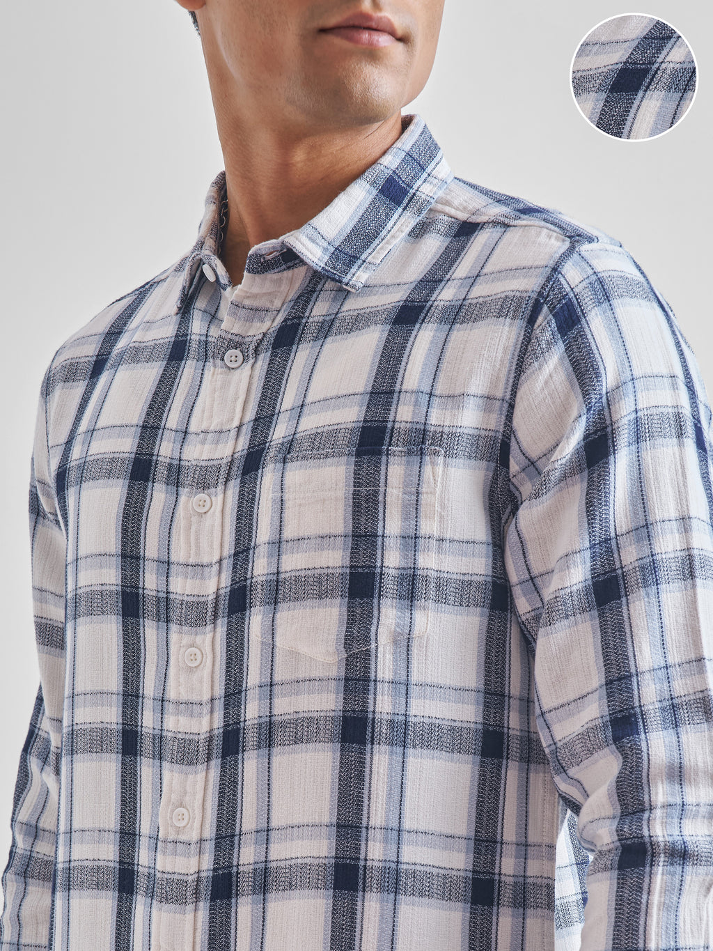 Highlander Men White Checked Slim Fit Casual Shirt - White - Image 5