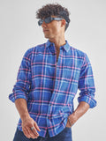 Highlander Men Blue Checked Slim Fit Casual Shirt - Blue - Image 1