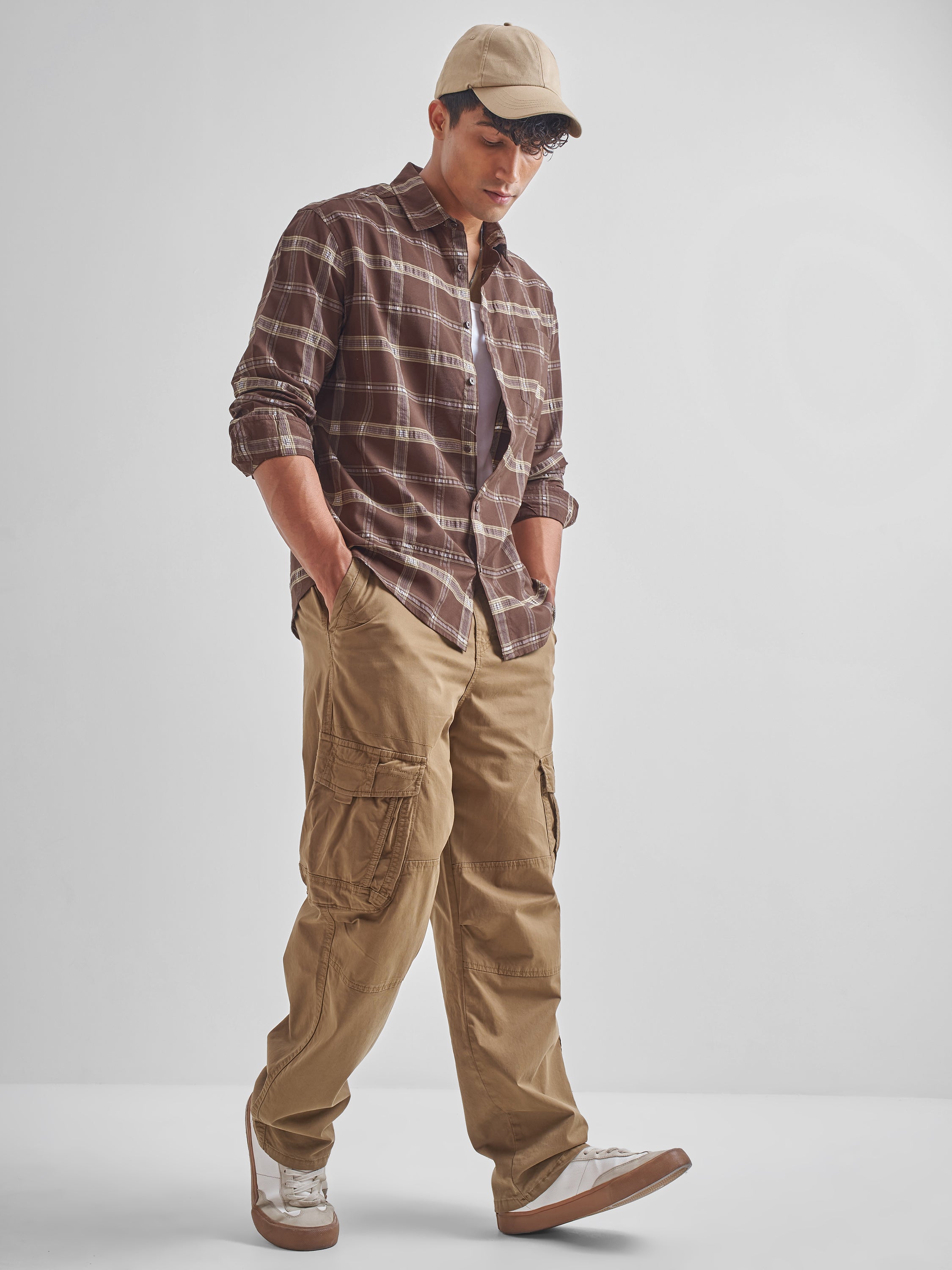 Highlander Men Brown Checked Relaxed Fit Casual Shirt - Brown - Image 2