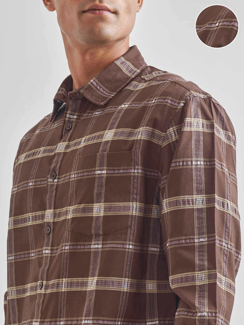 Highlander Men Brown Checked Relaxed Fit Casual Shirt - Brown - Image 5