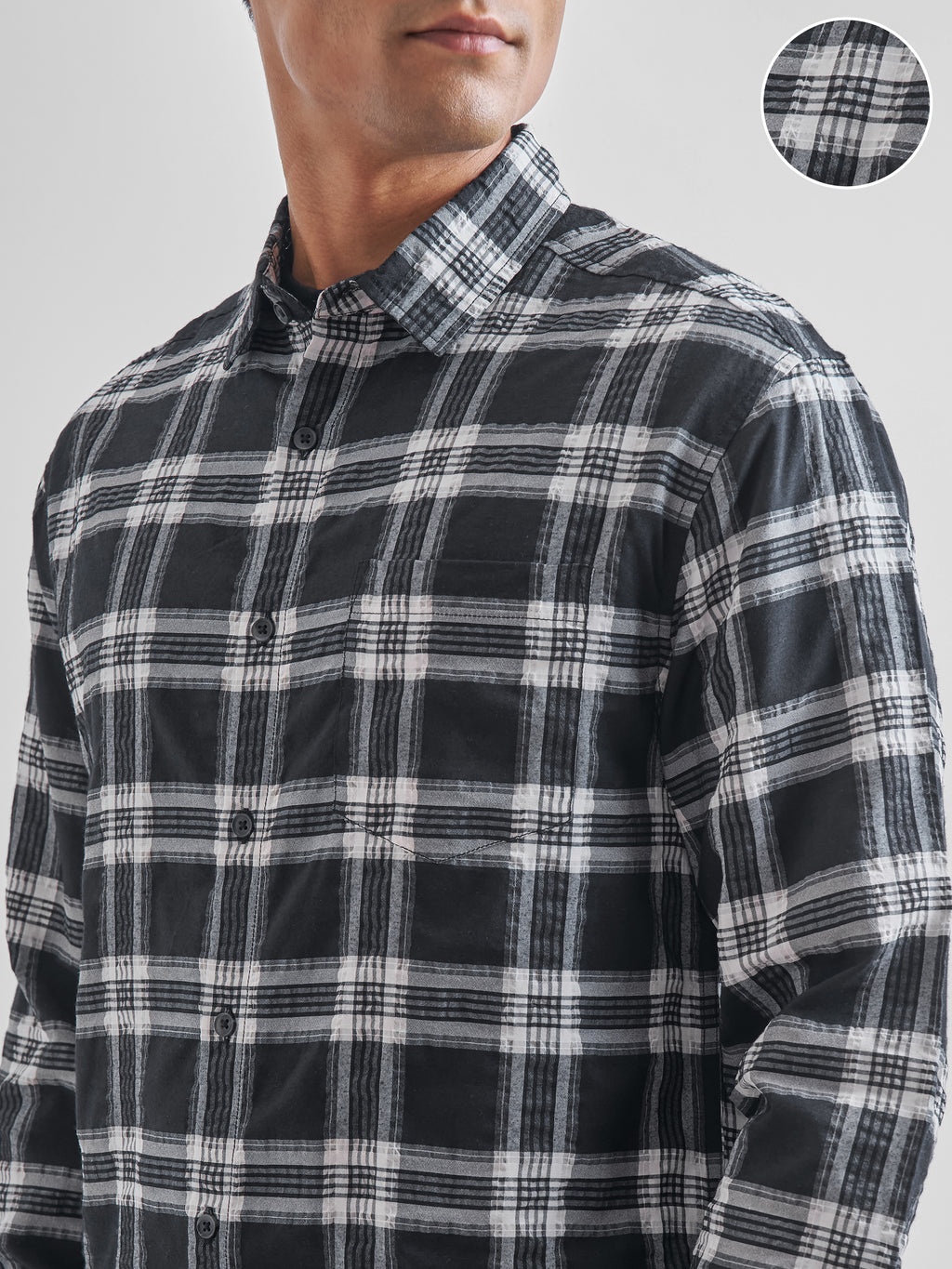 Highlander Men Black Checked Relaxed Fit Casual Shirt - Black - Image 5