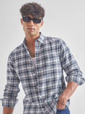 Highlander Men White Checked Slim Fit Casual Shirt - White - Image 1
