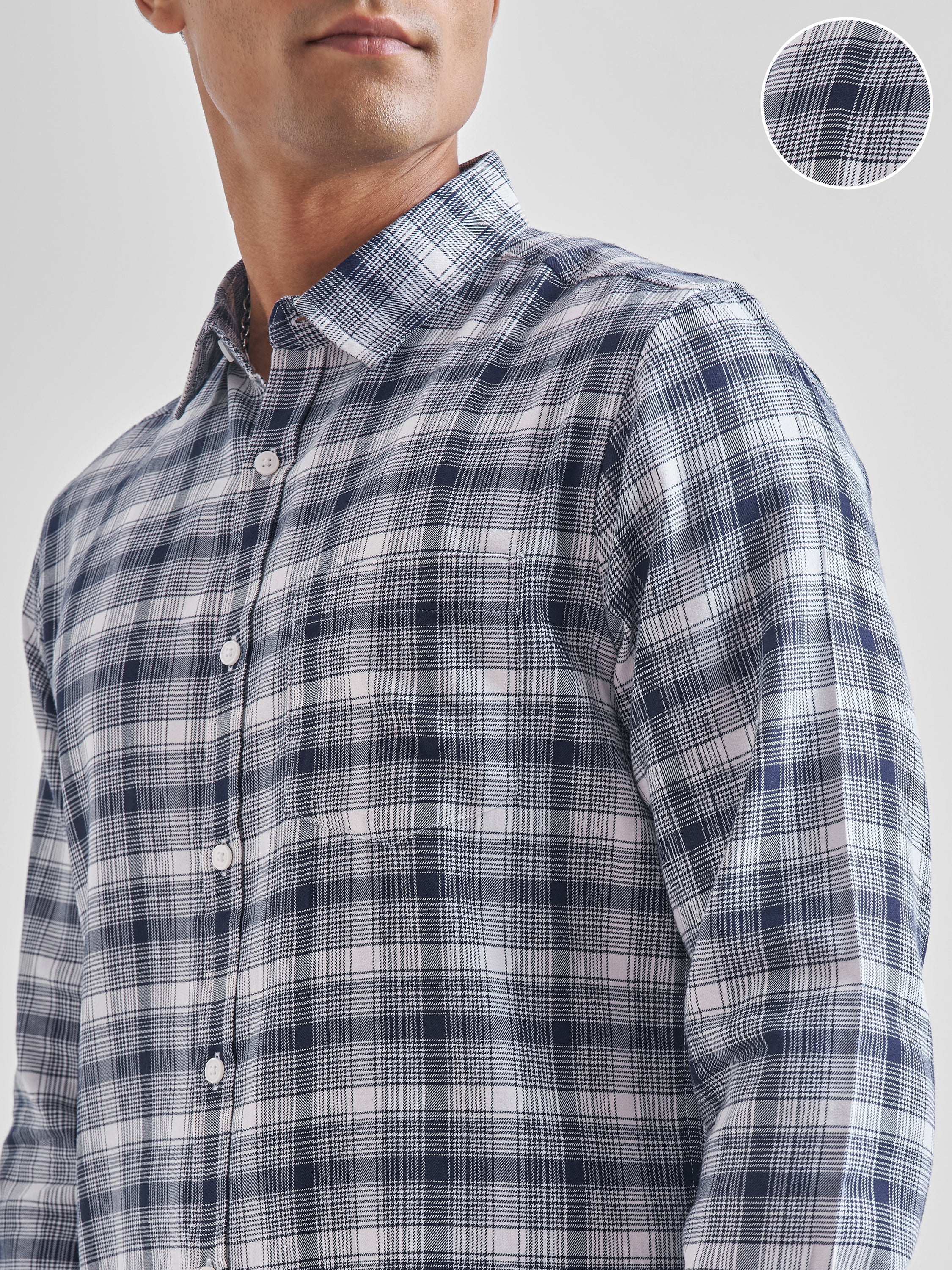 Highlander Men White Checked Slim Fit Casual Shirt - White - Image 5