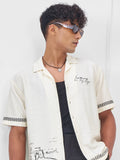 Highlander Men Off White Printed Boxy Fit Casual Shirt - Off White - Image 1