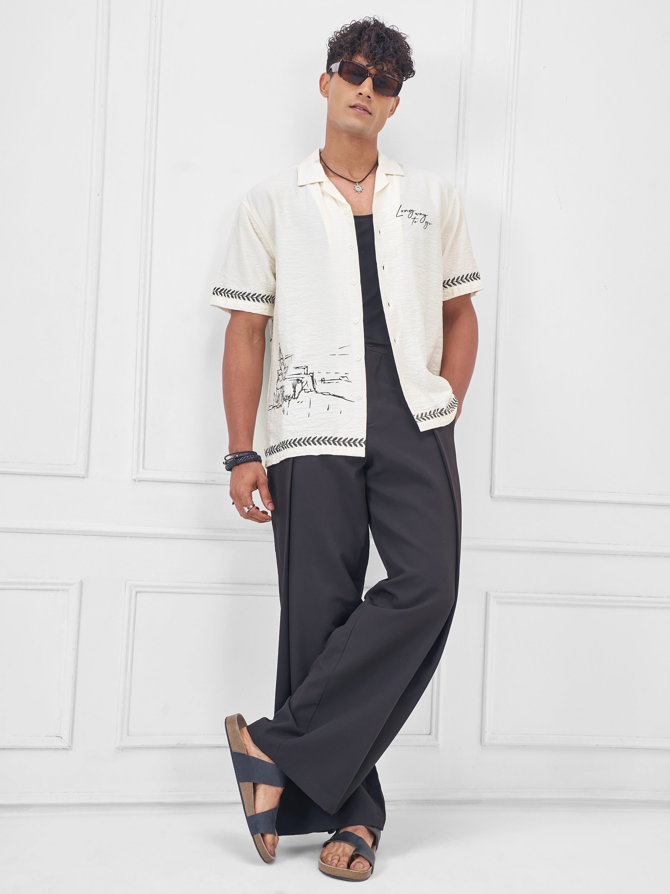 Highlander Men Off White Printed Boxy Fit Casual Shirt - Off White - Image 2