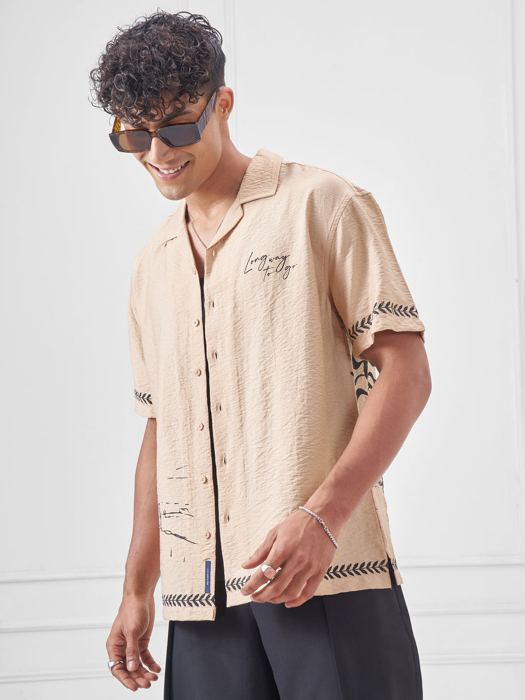Highlander Men Beige Printed Boxy Fit Casual Shirt - Beige - Image 4