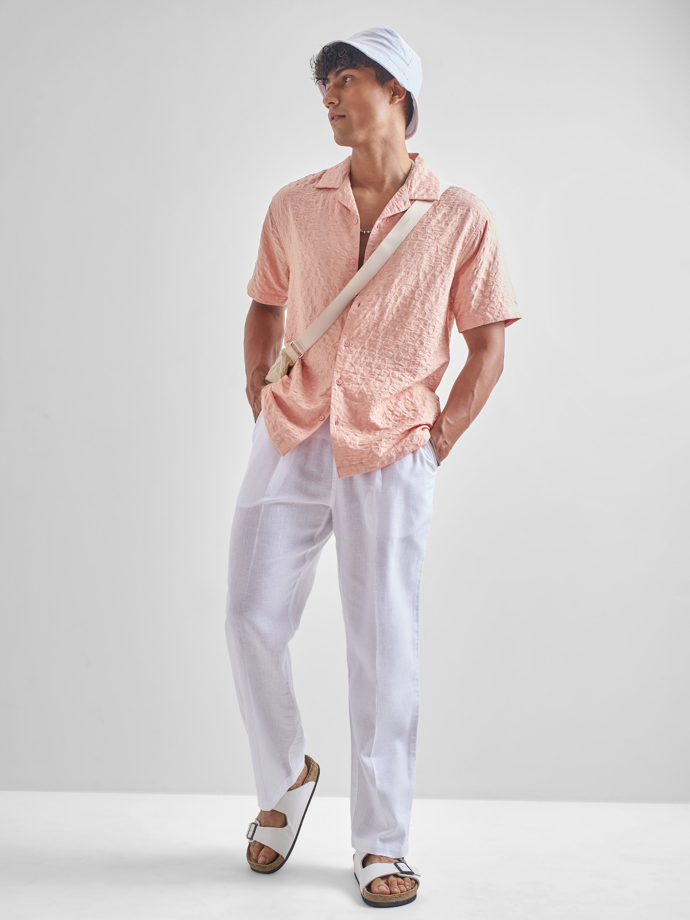 Highlander Men Pink Self Design Relaxed Fit Casual Shirt - Pink - Image 2